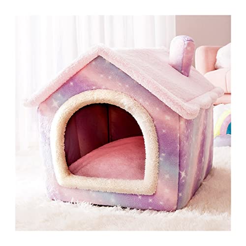 MNEVZX Hundebett Warmes Plüsch-Haustierbett, waschbares, weiches Katzenkissen, Zwinger für kleine, mittelgroße Hunde und Katzen Haustierbett(Pink,L 49X39CM) von MNEVZX