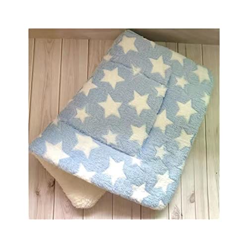 MNEVZX Hundebett Weiche Samtunterlage für Haustiere, Hunde, Katzen, Matratze, Welpen, Chihuahua, Kissen, Heimteppich, warme Schlafabdeckung Haustierbett(Blue Star,M-40x57cm) von MNEVZX