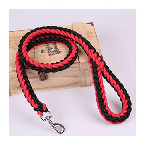 MNEVZX Hundeleine 1,2 m Lange Handgestrickte Leine für große Hunde, Nylonseil, Eisenschnalle, Zugseil für Haustiere Hundeleine zum Trainieren(Black Red,M) von MNEVZX