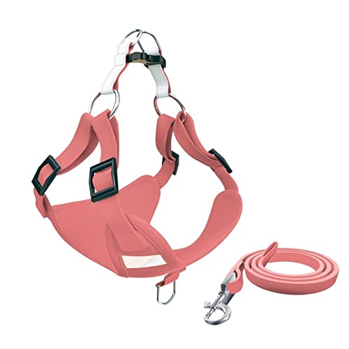 MNEVZX Hundeleine Hundegeschirr, Welpenhalsband, Brustweste, Leine, Haustier-Brustbandgeschirr, Kette für kleine Hunde Hundeleine zum Trainieren(Pink,M (9-15kg)) von MNEVZX