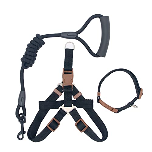 MNEVZX Hundeleine Hundeleine Nylon Haustierleine für Hund & Lauf- oder Trainingshalsband und -Geschirr für Katzen Hundeleine zum Trainieren(Collar Harness BLK,M 36-52cm) von MNEVZX