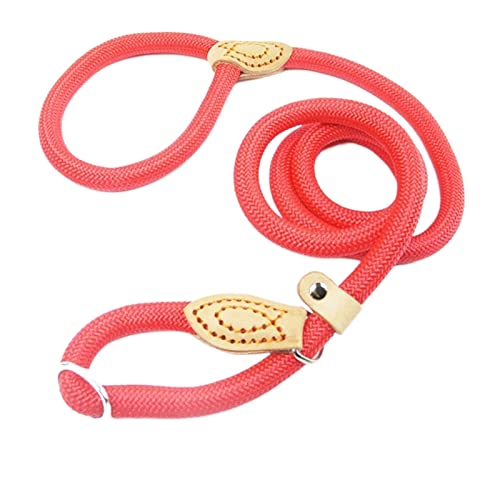 MNEVZX Hundeleine Hundeleine Slip Rope Lead Leash Strapazierfähiges geflochtenes Seil Verstellbares Halsband Trainingsleinen Hundeleine zum Trainieren(Red,0.6x1.5cm) von MNEVZX