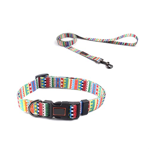 MNEVZX Hundeleine Kleines und mittelgroßes Pitbull Zweiteiliges Hundehalsband und Leine mit Farbverlauf Hundeleine zum Trainieren(4,XS 19-28cm) von MNEVZX