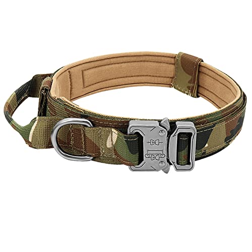 MNEVZX Hundeleine Militärisches taktisches Hundehalsband, elastisches Bungee-Leine-Halsband, Nylon-Haustierhalsband, große Hunde Hundeleine zum Trainieren(Camo Collar,M) von MNEVZX