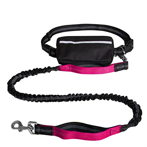 MNEVZX Hundeleine Pet Traction Rope Sports Laufende Hundeleine mit Gürteltasche Set Reflektierende Nachttelefontasche Hundeleine zum Trainieren(Rose) von MNEVZX