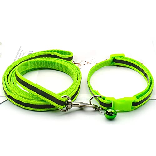 MNEVZX Hundeleine Reflektierende Haustierleine, Kätzchen und Hundehalsband, verstellbares Laufseil-Set, Haustierzubehör Hundeleine zum Trainieren(Fluorescent Green) von MNEVZX