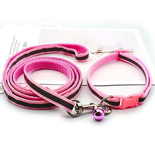 MNEVZX Hundeleine Reflektierende Haustierleine, Kätzchen und Hundehalsband, verstellbares Laufseil-Set, Haustierzubehör Hundeleine zum Trainieren(Pink) von MNEVZX