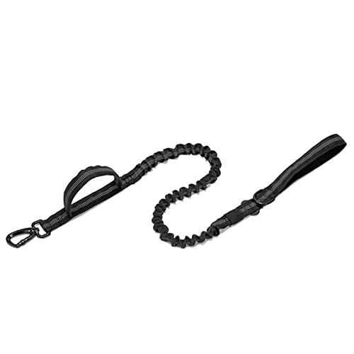 MNEVZX Hundeleine Taktische Hundeleine Nylon Reflektierende Leine Elastisches Zugseil Training Gehen Hundeleine zum Trainieren(Black) von MNEVZX