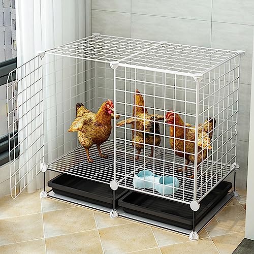 Hühnerstall, DIY Kleintier-Laufstall Haustierkäfige für kleine Haustiere Katze, Hund, Huhn, Ente und Gans, Kaninchen, tragbarer Metalldraht-Hofzaun (Farbe: Schwarz, Größe: 147 x 39 x 58 cm) von MNOIINM