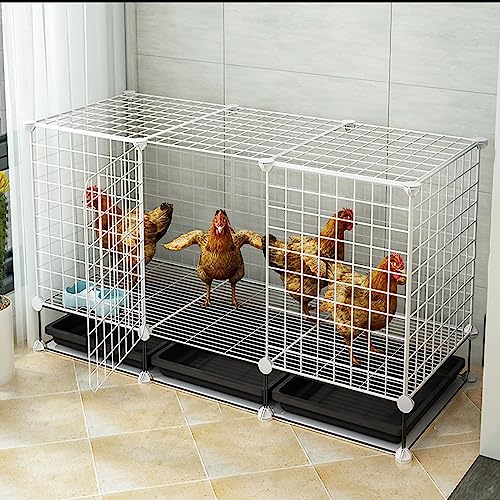 Hühnerstall, DIY Kleintier-Laufstall Haustierkäfige für kleine Haustiere Katze, Hund, Huhn, Ente und Gans, Kaninchen, tragbarer Metalldraht-Hofzaun (Farbe: Schwarz, Größe: 147 x 39 x 58 cm) von MNOIINM