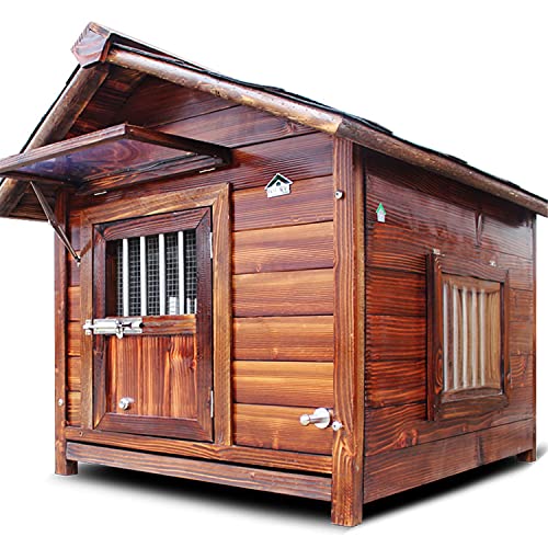 Hundehütte aus Holz, für den Außenbereich, Holzhütte, wetterbeständig, wasserdicht, leicht zu reinigen, für kleine, mittelgroße und große Tiere von MNOIINM