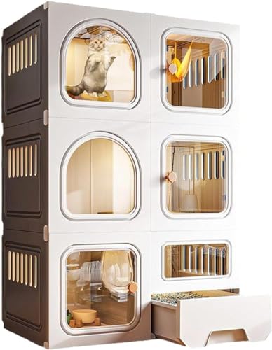 Katzenkiste, großer Katzenkäfig für den Innenbereich, Laufstall mit 2/3 Ebenen, Katzenhütte, einfacher Zugang zu 2 Türen oben/unten, Trainingsplatz ideal für Katzen, großer Käfighütte (Größe: 71 x 46 von MNOIINM