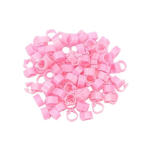 MOBUKJUU 100 Stück 10 Farben Vögel Füße Ringe Innendurchmesser 8 mm Breite 7 mm Kunststoff-Clip-Ring Tauben- Wachtelfußring Bauernhoftier-Tragetasche (100 Stück) Rosa von MOBUKJUU