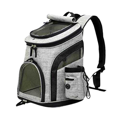 MOBUKJUU Hundetasche Haustier Rucksack Katze Tasche Atmungsaktiv Tragbar Hund Rucksack Reise Oxford Tuch Tragetasche (Grau-Schwarz) von MOBUKJUU