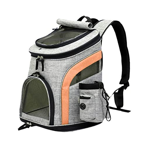 MOBUKJUU Hundetasche Haustier Rucksack Katzentasche Atmungsaktiv Tragbar Hund Rucksack Reise Oxford Tuch Tragetasche (Grau-Orange) von MOBUKJUU