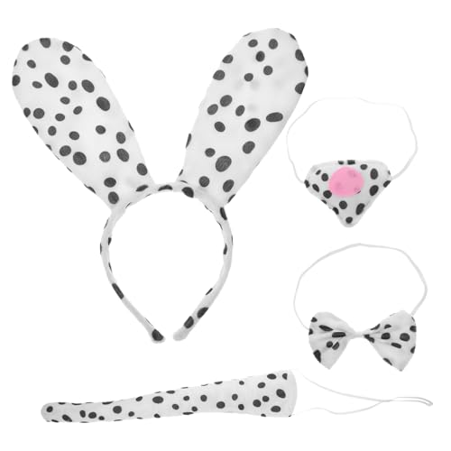 MOBUTOFU 1 Set Hundekostü Set Für Welpen Tier Cosplay Zubehör Mit Ohren Haarband Nase Und Fliege üßes Kostü Accessoire Für Und Hunde von MOBUTOFU