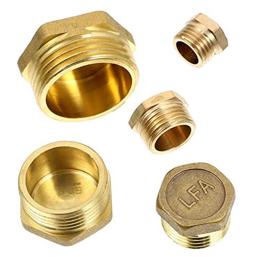 MOBUTOFU 5 Stücke Innenhex Messing Rohrarmaturen Wasserleitung Stecker Zubehör (golden) von MOBUTOFU