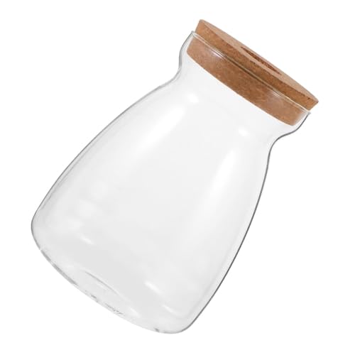 MOBUTOFU Ökologische Mikrolandschaftsflasche Pflanzenvase Mit Holzdeckel Betta-Fisch-pflanzenbehälter Pflanzgefäß Mit Holzdeckel Blumenvase Für Hydrokultur Glas Transparent von MOBUTOFU