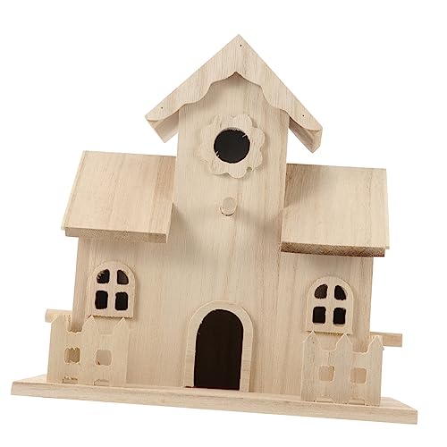 MOBUTOFU Vogelnest Aus Holz Vogel Schläft Jaulas para Pajaros Periquitos Vogelhaus-Kits Für Erwachsene Unlackiertes Vogelhaus Eichhörnchenhaus Vogelhaus-Set Hängender Vogel Hölzern Beige von MOBUTOFU