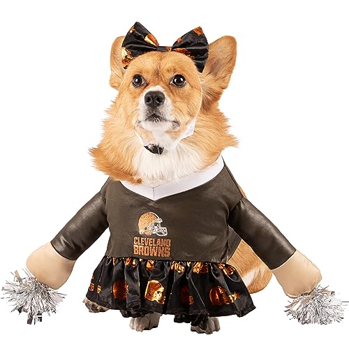 MODERN HERO NFL Cleveland Browns Hundekostüm, offiziell lizenziertes Cheer, enthält Kleid mit ausgestopften Armen und Lametta-Bommeln und Haarreif mit Satinschleife, Größe M von MODERN HERO