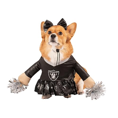 MODERN HERO NFL LAS Vegas Raiders Hundekostüm, offiziell lizenziertes Cheer, enthält Kleid mit ausgestopften Armen und Lametta-Bommeln und Satinschleifen-Stirnband, Größe L von MODERN HERO