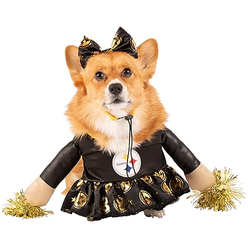 NFL Buffalo Bills Offizielles Lizenzprodukt Cheer Dog Kostüm von MODERN HERO inklusive Kleid mit künstlichen gefüllten Armen und Lametta-Bommeln und Satin-Schleifen-Stirnband, Größe S von MODERN HERO