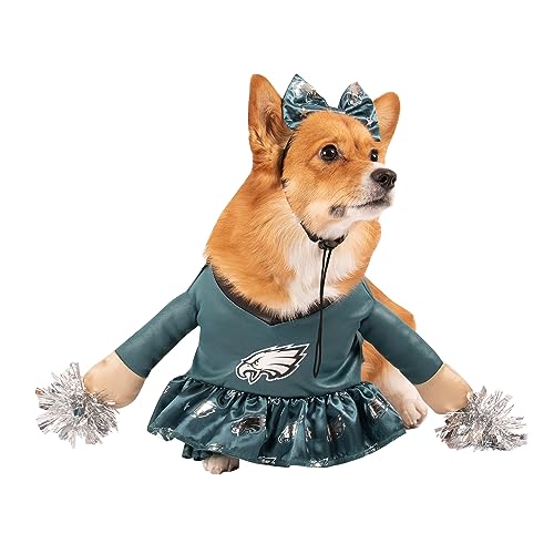 NFL Green Bay Packers Offizielles Lizenzprodukt Cheer Dog Kostüm von MODERN HERO inklusive Kleid mit künstlichen gefüllten Armen und Lametta-Bommeln und Satin-Schleifen-Stirnband, Größe L von MODERN HERO