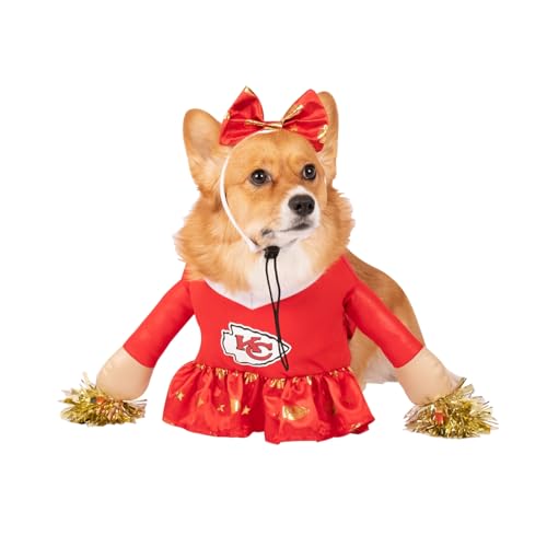 NFL San Francisco 49ERS Offizielles Lizenzprodukt Cheer Dog Kostüm von MODERN HERO inklusive Kleid mit künstlichen Stoffarmen und Lametta-Bommeln und Satin-Schleifen-Stirnband, Größe L von MODERN HERO