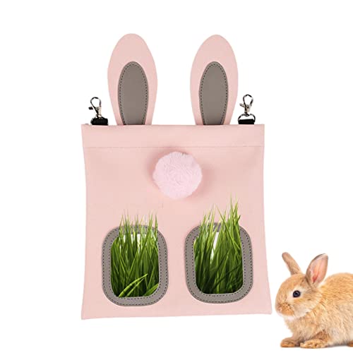 Kaninchen Heusack | Häschen Futterbeutel mit niedlichem Ohr | Stoff Heu Feeder Tasche mit 3 Haken für Kleintiere, Waschbarer Heusack für Kaninchen Bunny Chinchilla Hamster Modgal von MODGAL