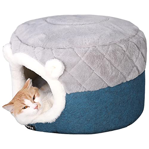 Katzenbett Höhle - Tragbare kleine Katzenbetten aus Polyester für Hauskatzen | Haustierhaus für den Innenbereich, 2 in 1, abnehmbares, weiches, Dickes Kissen, bequem, hält warm für kleine Tiere odgal von MODGAL