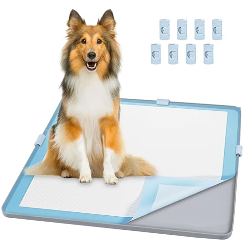 MOHCO Puppy Pee Pad Halter Tablett, passend für 59,7 x 59,7 cm Trainingspads mit 8 Halterungsklemmen für Silikon-Welpenunterlage, rutschfeste Welpen-Trainingspad zum Schutz des Bodens, leicht zu von MOHCO