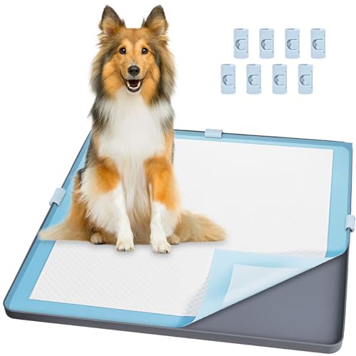 MOHCO Puppy Pee Pad Halter Tablett für 59,9 x 59,9 cm Trainingspad, Silikon-Welpen-Pad-Halter, auslaufsicheres Hunde-Töpfchen-Tablett mit 8 Halterungsklemmen für Bodenschutz, von MOHCO