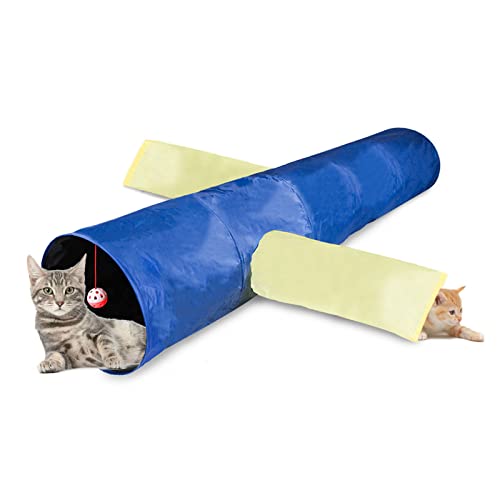 Katzentunnelschlauch, 3-Wege-Kätzchen-Tunnel-Spielzeug für Indoor-Katzen, kleines Haustier-Spielzeug, zum Verstecken, 116,8 cm lang von MOIDHSAG