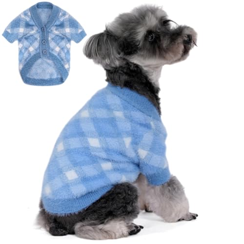 MOIRIG Hundepullover, Hundepullover für kleine Hunde, warme, weiche Haustierkleidung für Welpen, mittelgroße und große Katzen, Mädchen oder Jungen, Hundemantel für den Winter, Weihnachten (Blau, XS) von MOIRIG