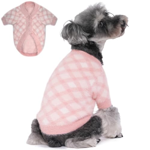 MOIRIG Hundepullover, Hundepullover für kleine Hunde, warme, weiche Haustierkleidung für Welpen, mittelgroße und große Katzen, Mädchen oder Jungen, Hundemantel für den Winter, Weihnachten (Rosa, von MOIRIG