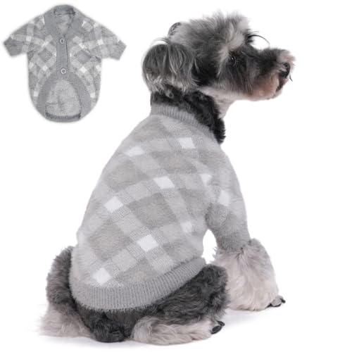 MOIRIG Hundepullover, Hundepullover für kleine Hunde, warme, weiche Haustierkleidung für Welpen, mittelgroße und große Katzen, Mädchen oder Jungen, Hundemantel für den Winter, Weihnachten (grau, von MOIRIG