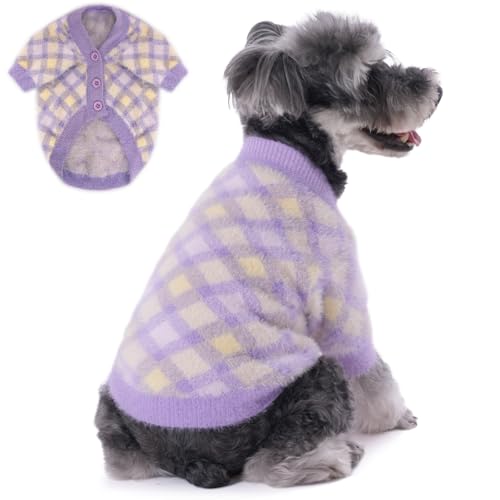 MOIRIG Hundepullover, Hundepullover für kleine Hunde, warme, weiche Haustierkleidung für Welpen, mittelgroße und große Katzen, Mädchen oder Jungen, Hundemantel für den Winter, Weihnachten (lila, von MOIRIG