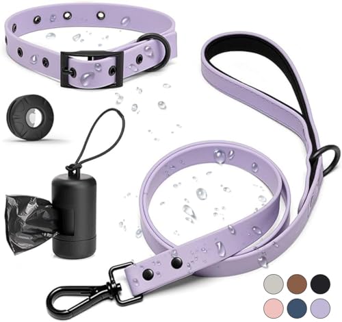 Mojo Pet Supply Hydro Hunde-Walking-Set mit wasserdichtem Hundehalsband + wasserdichter Leine mit gepolstertem Komfortgriff, inkl. wasserabweisendem Apple AirTag-Halter + Kotbeutelspender, leicht zu von MOJO