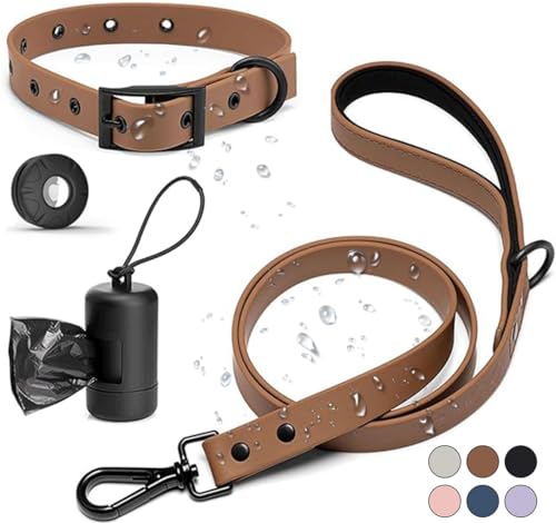 Mojo Pet Supply Hydro Hunde-Walking-Set mit wasserdichtem Hundehalsband + wasserdichter Leine mit gepolstertem Komfortgriff, inkl. wasserabweisendem Apple AirTag-Halter + Kotbeutelspender, leicht zu von MOJO