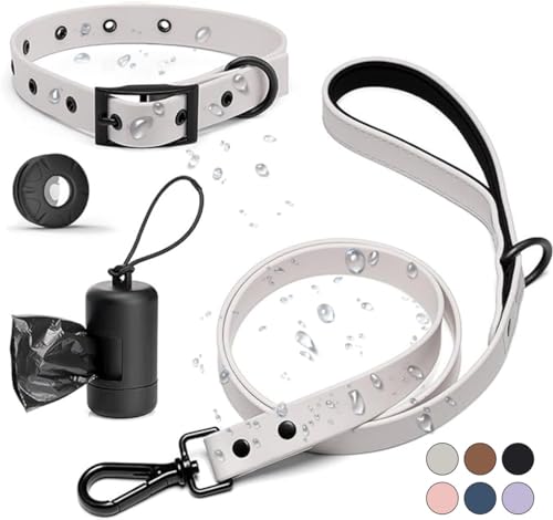 Mojo Pet Supply Hydro Hunde-Walking-Set mit wasserdichtem Hundehalsband + wasserdichter Leine mit gepolstertem Komfortgriff, inkl. wasserabweisendem Apple AirTag-Halter + Kotbeutelspender, leicht zu von MOJO