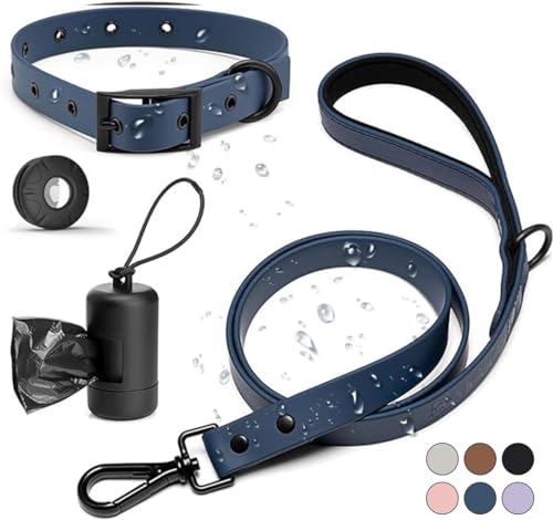 Mojo Pet Supply Hydro Hunde-Walking-Set mit wasserdichtem Hundehalsband + wasserdichter Leine mit gepolstertem Komfortgriff, inkl. wasserabweisendem Apple AirTag-Halter + Kotbeutelspender, leicht zu von MOJO