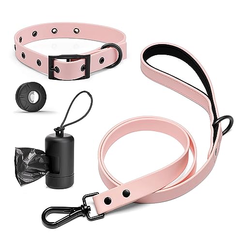 Mojo Pet Supply Hydro Hunde-Walking-Set mit wasserdichtem Hundehalsband + wasserdichter Leine mit gepolstertem Komfortgriff, inkl. wasserabweisendem Apple AirTag-Halter + Kotbeutelspender, leicht zu von MOJO