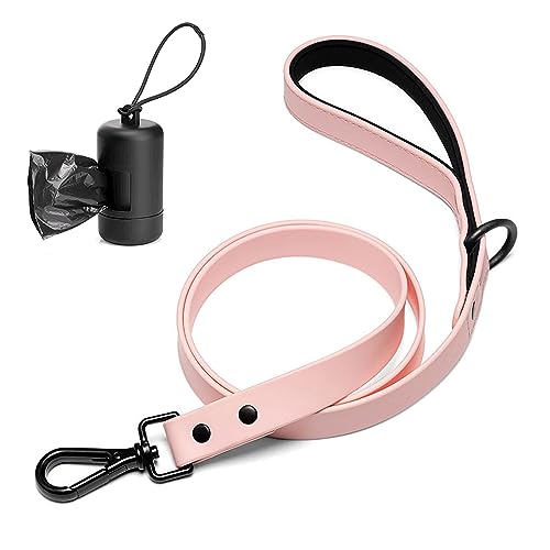 Mojo Pet Supply Hydro Hundeleine 2.0 mit gepolstertem Komfortgriff und Kotbeutelspender | wasserdicht und geruchsfrei | robuste Hundeleine | 122 cm | leicht zu reinigen (Blush) von MOJO