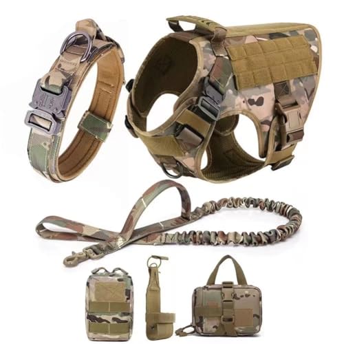 MOKATES Großes Hundegeschirr, Deutscher Schäferhund, Malinois, Trainingsweste, Hundegeschirr und Leine und Halsband, Set für alle Hunderassen, CP, komplettes Set, L von MOKATES