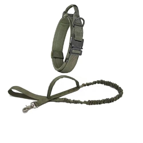 MOKATES Hundegeschirr für große Hunde, Deutscher Schäferhund, Malinois, Trainingsweste, Hundegeschirr und Leine und Halsband, Set für alle Rassen, Grün, Größe L von MOKATES