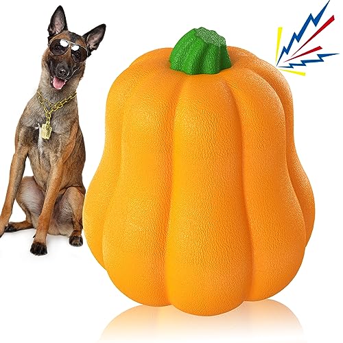 MOKOFUWA Ein gelbes Kürbis-Hundespielzeug, das Geräusche erzeugt, Hunde hilft, Energie zu verbrauchen, ist resistent gegen Beißen, kann helfen, Zähne zu reinigen, kann für Outdoor-Training verwendet von MOKOFUWA