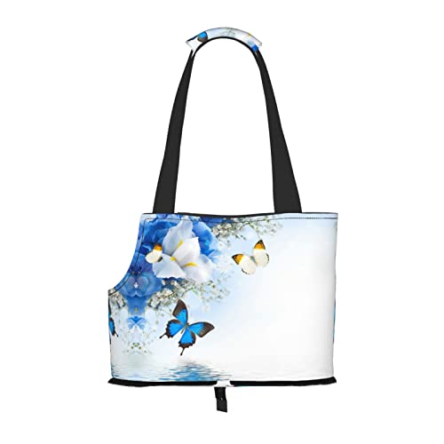 Haustier-Tragetasche mit Blumen- und Schmetterlingsmotiv, Hunde-Reisetasche, Katzentragetasche, tragbare Tasche für kleine bis mittelgroße Katzen und kleine Hunde Haustier-Tragetasche mit Blumen- und Schmetterlingsmotiv, Hunde-Reisetasche, Katzentragetasche, tragbare Tasche für kleine bis mittelgroße Katzen und kleine Hunde von MOLIAE