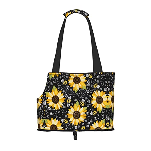 Haustier-Tragetasche mit Sonnenblumen-Druck, Hunde-Reisetasche, Katzentragetasche, tragbare Tasche für kleine bis mittelgroße Katzen und kleine Hunde von MOLIAE