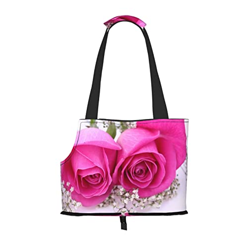 Tragetasche für kleine bis mittelgroße Katzen und kleine Hunde, Rosa mit Rosen-Druck, tragbare Tasche für kleine bis mittelgroße Katzen und kleine Hunde von MOLIAE