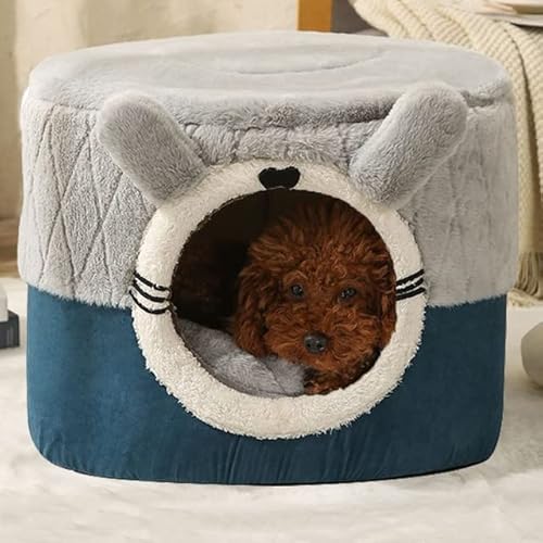 MOLUO 2-in-1-Hunde- und Katzenbett, Winter, warm, rund, Haustierkissen, Hauskatzen, Warmer Schlafsack, Hundenest, waschbar, Zwinger, Plüsch, Kleiner Hund, Katze, Korb von MOLUO